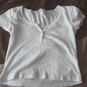 Cropped white botton down fancy top